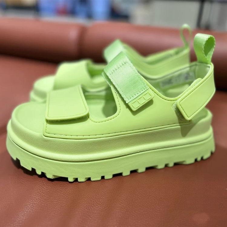 2024 Damenschuhe Luxusmarke Schnallenriemen Damen Sandalen Romaneske Sommer Alltags-Sandalen Damen Schuhe mit dicker Sohle Damen Zapatos 39 hellgrüne