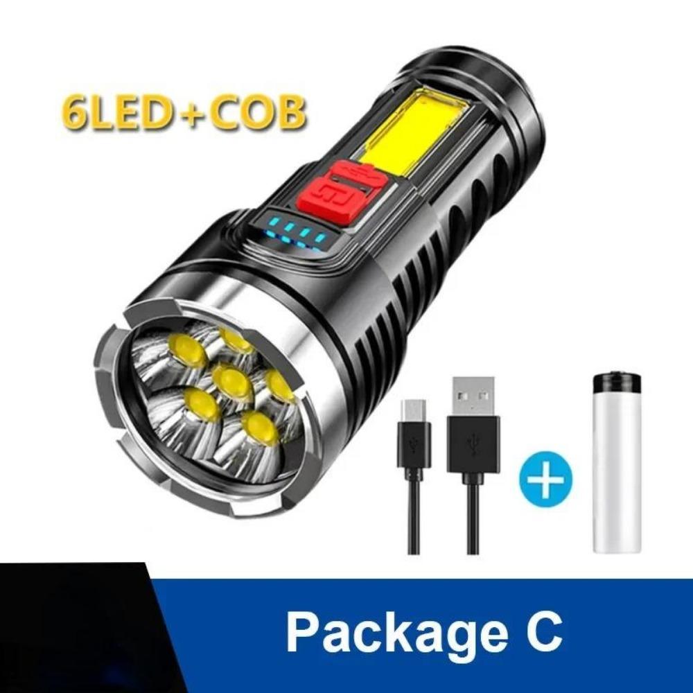 Neue Stil 6LED Taschenlampe Mini Tragbare Lampe mit Eingebautem 18650 Batterie USB Aufladbare COB LED Taschenlampe für Camping Lichter PackageC-6 Led