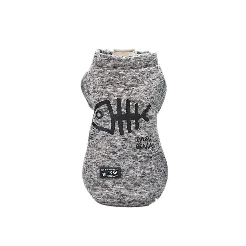 Herbst Winter Hund Kleidung Fisch Knochen Druck Hund Jacke Warme Haustier Mantel für Katzen Kleine Hunde Pullover Chihuahua Teddy Haustiere kleidung XL graue