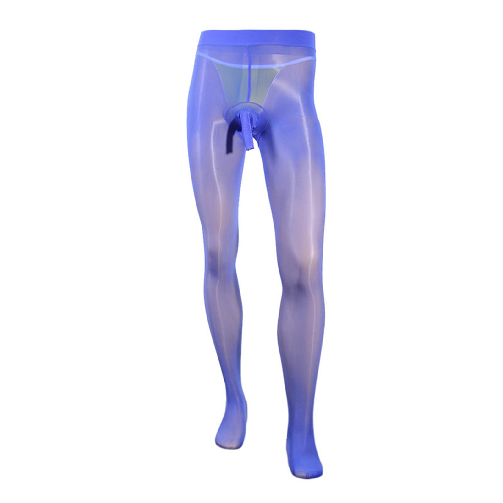 Herren durchsichtige dehnbare Strumpfhosen Konturbeutel Strumpfhosen elastischer Bund Leggings L königsblau