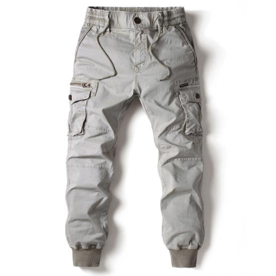 Cargo Hosen Männer Jogging Casual Hosen Baumwolle Volle Länge Military Herren Streetwear Herren Arbeit Taktische Hosen Plus Größe 40 licht grau