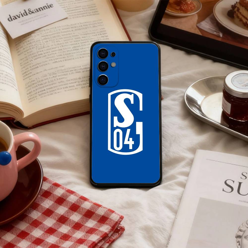 Klassische S-Schalke-es 04 P-Muster Handyhülle für Samsung S 25,24,23,22,30,21,10,9,Ultra,Plus,Lite,FE,4,5 G Weiche Schwarze Hülle Samsung S30Ultra5G