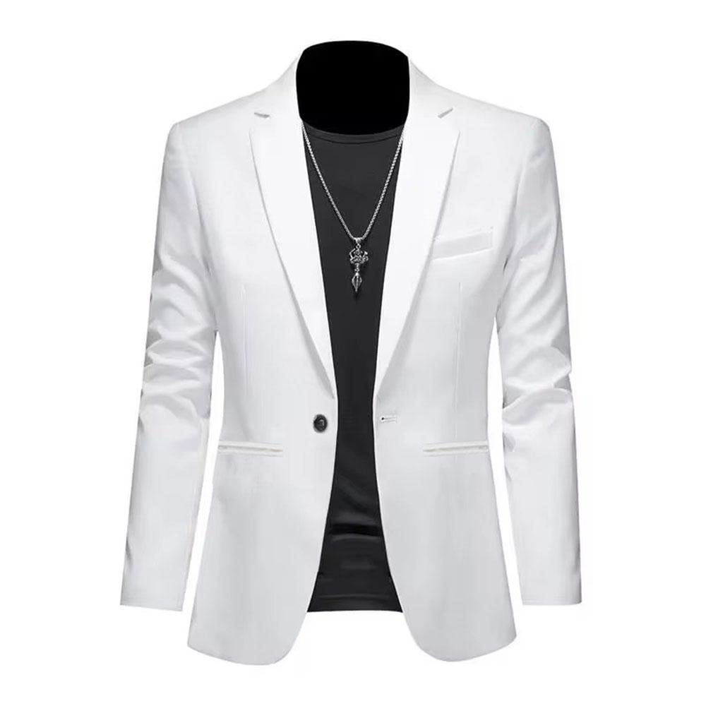 Trendy Leichte Luxus Anzugjacke für Herren Herbst Slim Fit Lässiger Business-Anzug Bügelfreier Anti-Falten Einfarbig Klassischer Anzug XXXL weiß