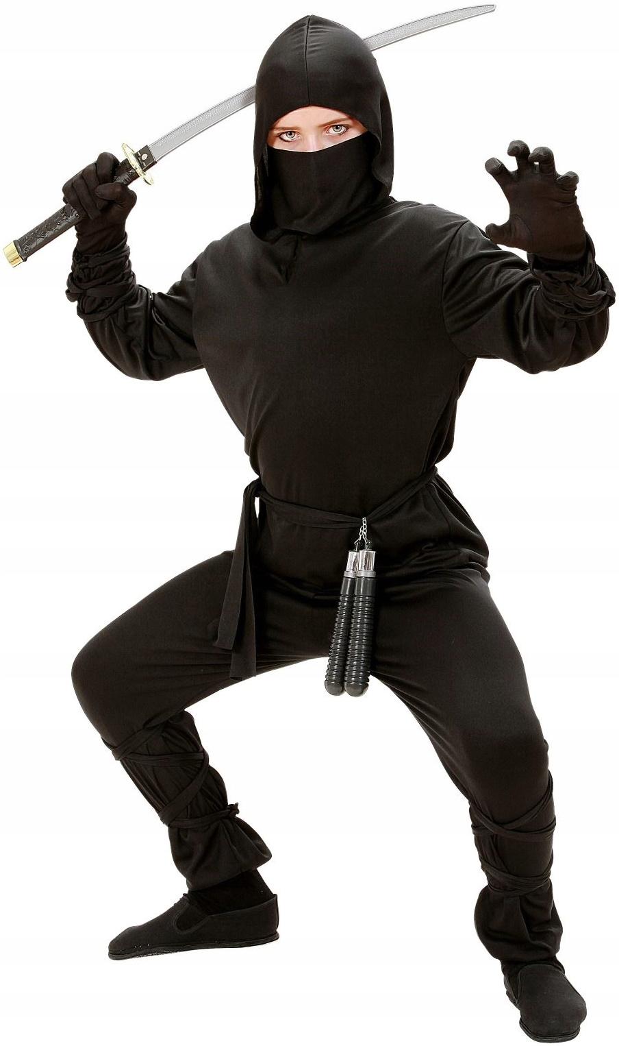 Kostüm Schwarz Ninja Japanischer Krieger Samurai Karneval Ball 4-5 Jahre
