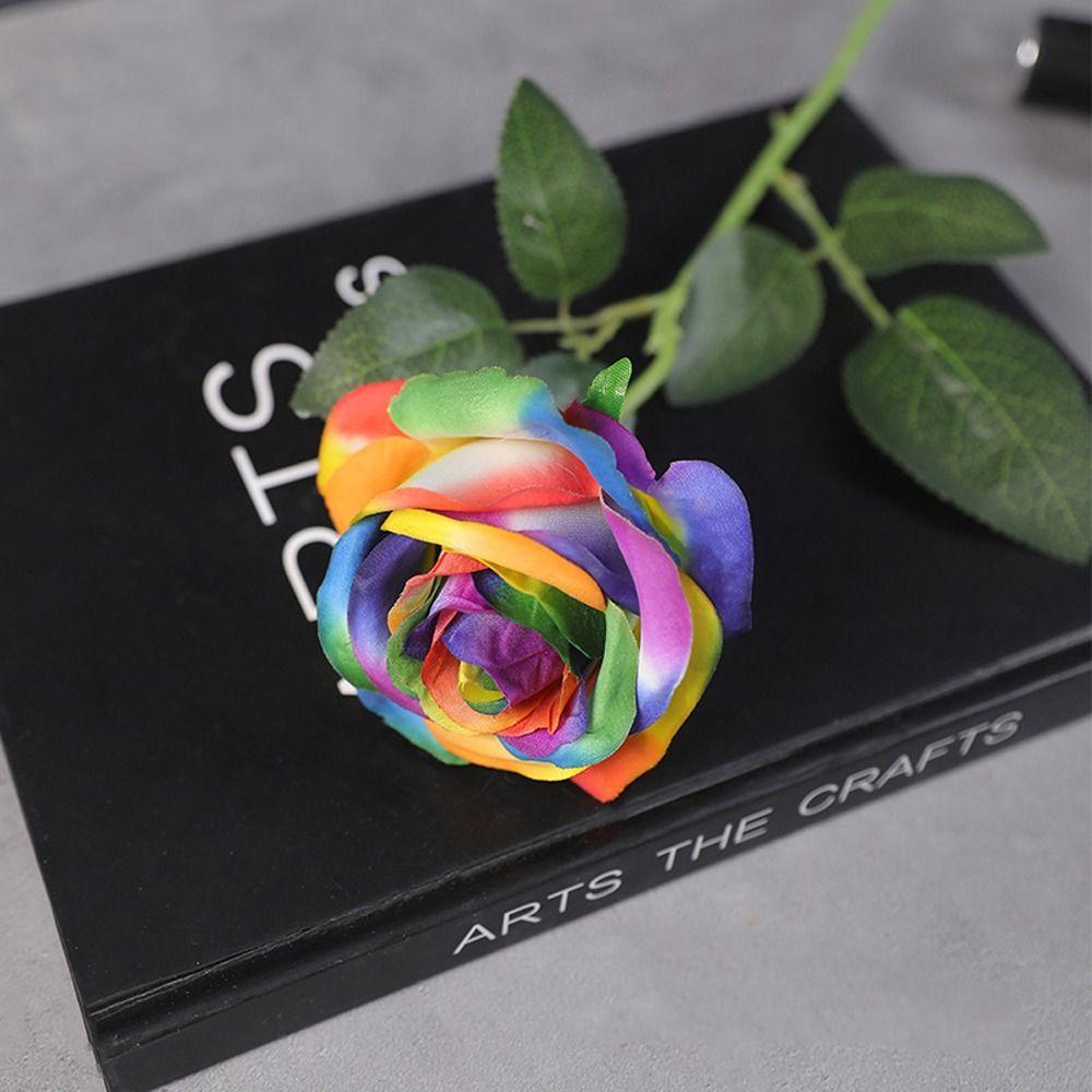 Regenbogen Bunt Künstliche Rosen Blumen Realistische Haptik Kunstblumen Muttertag bunt