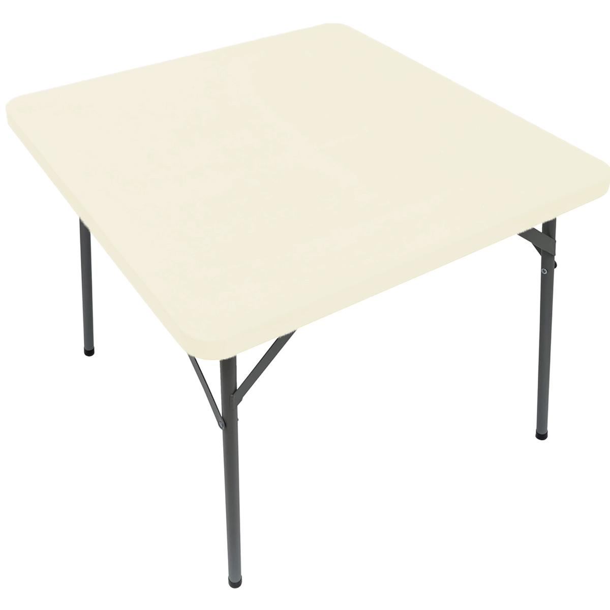 Quadratische Einbautischdecke, elastische Tischdecke für Esszimmer, Küche, Zuhause, Party, Stretch-Spandex-Tischdecke, Schonbezug elfenbein