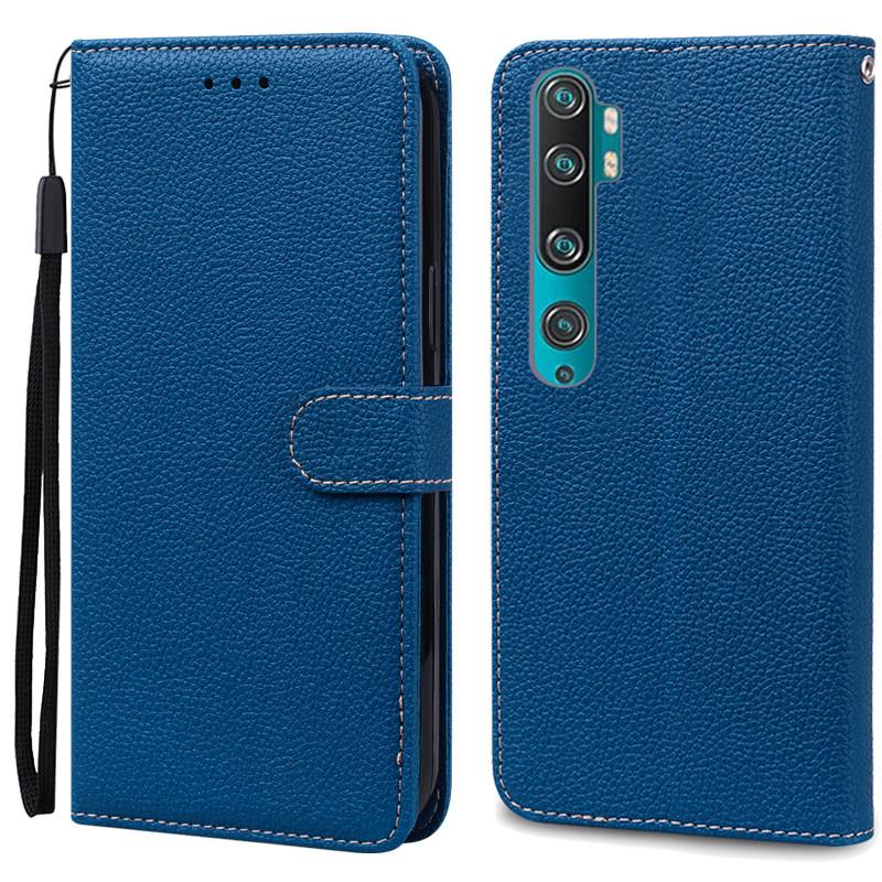 Mi Note 10 Hülle für Xiaomi Mi Note 10 Hülle Leder Brieftasche Flip Case für Xiaomi Mi Note 10 Pro Cover Fundas CC9 Pro Handyhüllen for Mi Note 10 navy blau