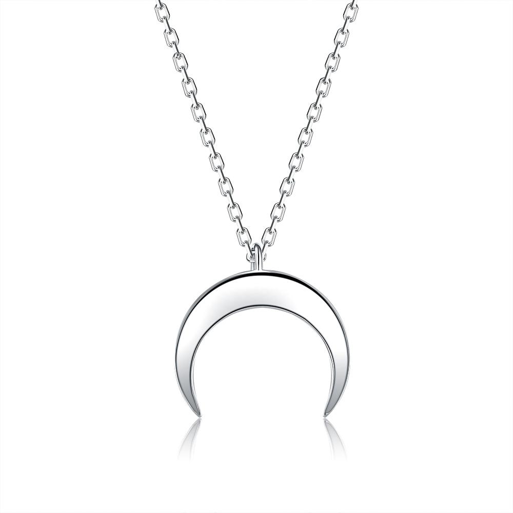 925 Sterling Silber Ketten Choker Halsketten für Frauen Minimalistische Mond Anhänger Halsketten Niedlicher Romantischer Silberschmuck white