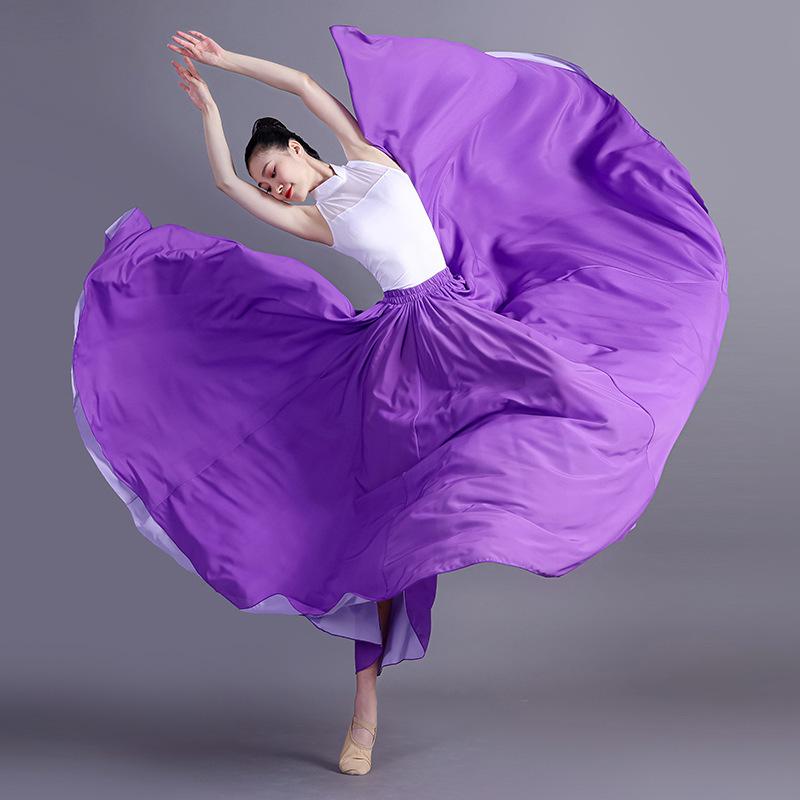 360/540/720 Grad Chiffonrock Ballett Bauchtanz Damen Zigeuner Lange Röcke Tänzerin Trainingskleidung Verschiedene Tanzröcke 720 degrees 90cm dunkelviolette