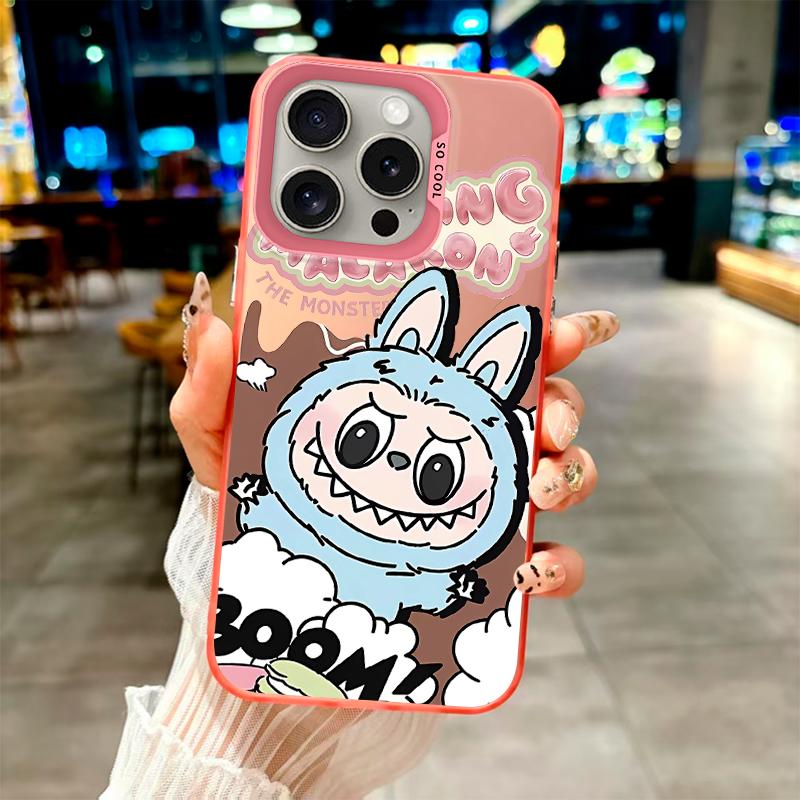 Labubu Dynamische Niedlichkeit  Modehülle für iPhone 7 8 X 11 12 13 14 15 16 Serie, für Samsung Serie A12 A23 A54 S21 S22 S23 S24 S25... iPhone 7Plus/8Plus rosa