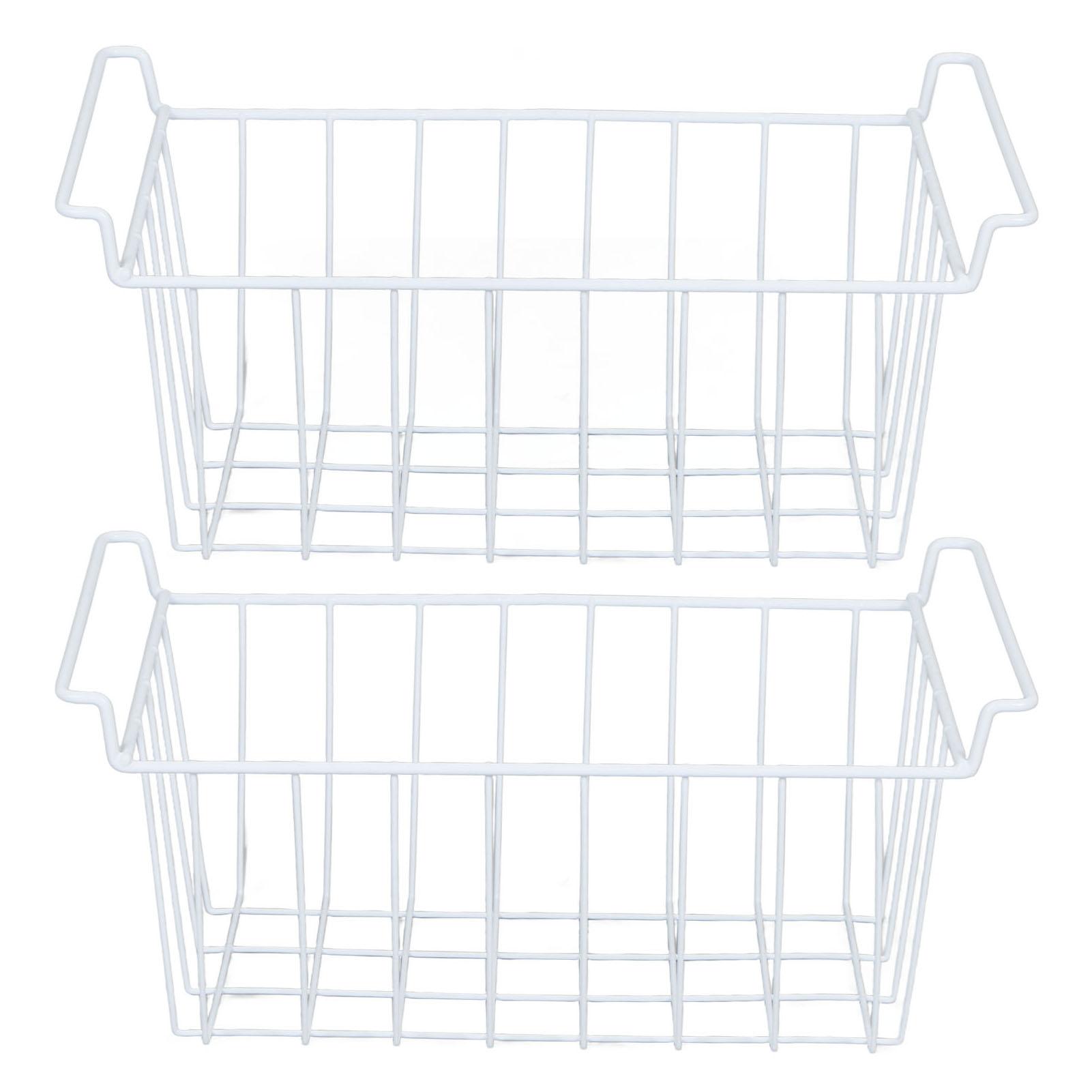 2 Stück Gefrierdraht-Aufbewahrungskorb, Organizer, Metallregal zum Aufhängen mit PE-Beschichtung, L 45 cm x B 24,5 cm L 42.5cm X W 24.5cm X H 20cm