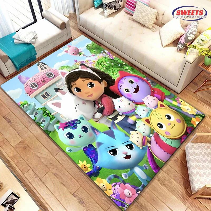 Disney Gabbys Puppenhaus Teppich, Teppich für Wohnzimmer Schlafzimmer, Sofa Küche Fußmatte Dekormatte, Rutschfeste Bodenmatte für Kinder, Langlebige Matte, Geschenk 150x220cm (59x86in)