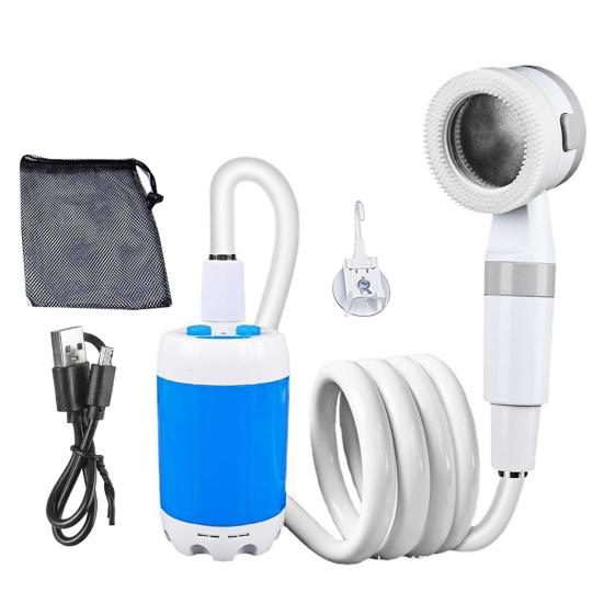 Tragbare Camping-Duschpumpe, wiederaufladbar über USB, für Outdoor-Camping, Wandern, Autowäsche, Haustierreinigung, Wohnmobil, Reisen, elektrische Duschkopf-Sprühpumpe