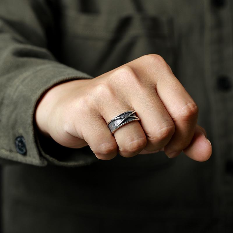 Retro Zeit Raum Goku Schwarz Ring Punk Gothic Offener Ring Für Männer Handgemacht Unisex Designer Schmuck Zubehör OneSize