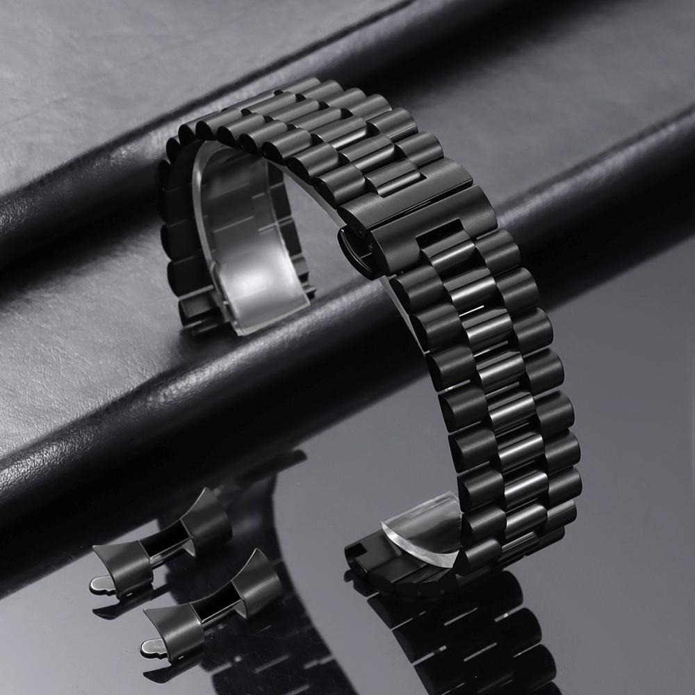 Massives Edelstahl-Uhrenarmband 10/12/13/14/16/17/18/19/20/21/22mm Armbänder für Rolex für Tissot Armband mit gebogenem Anschluss 20mm schwarz