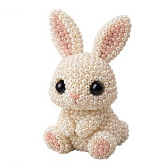 DIY Tier-Perlen-Set, Kleines 3D-Perlen-Tier-Bastelset, Süßes Tier-Perlenkunst-Set für Anfänger, Teenager, Erwachsene, Stressabbau, DIY-Dekoration, Handgefertigt Rabbit