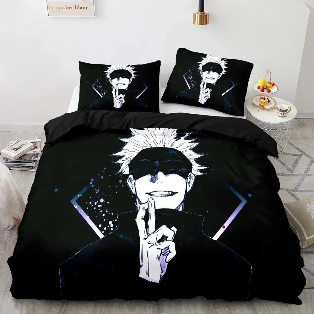 Anime Jujutsu Kaisen Satoru Gojo Bettwäsche-Set für Jungen und Mädchen, Twin Queen Size, Bettbezug, Kissenbezug, Bett, Kinder, Erwachsene, Heimtextilien AU Single 140x210cm