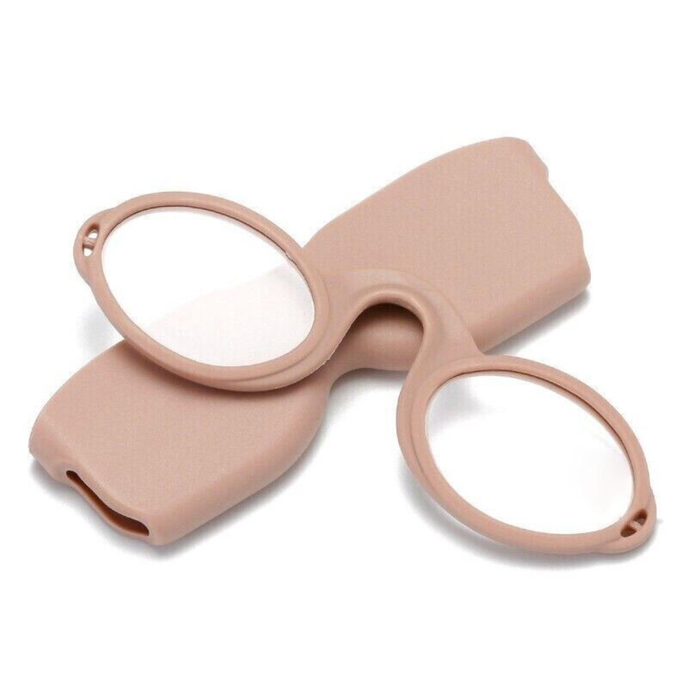 Modische Weiche Pince-Nez Silikon Mit Etui Armlose Lesebrille 2.0 beige