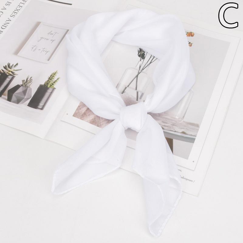 Sommer Mode Chiffon Einfarbig Schal Damen Kopf Hals Quadrat Schal Schals Weibliche Haar Krawatten Bands Halstuch Schals weiß
