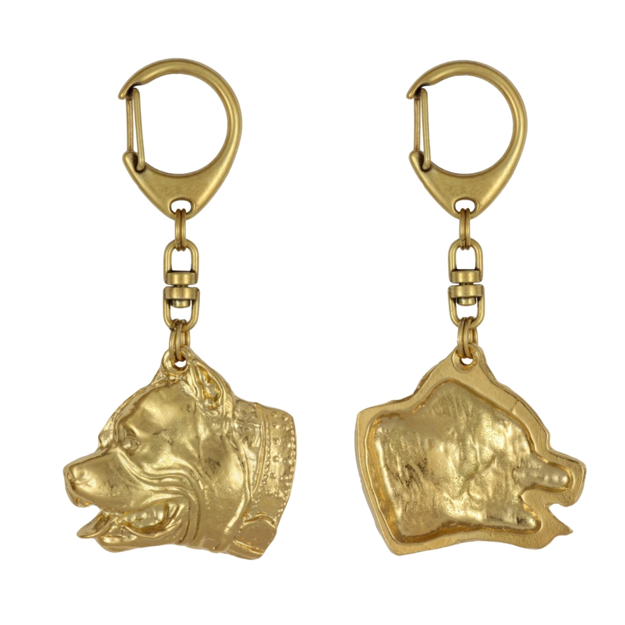 Pit Bull, American Pit Bull Terrier, Pitbull Terrier, APBT - Vergoldeter Schlüsselanhänger mit Hund, Handtaschendekoration, Luxus-Accessoire der Marke Art-Dog