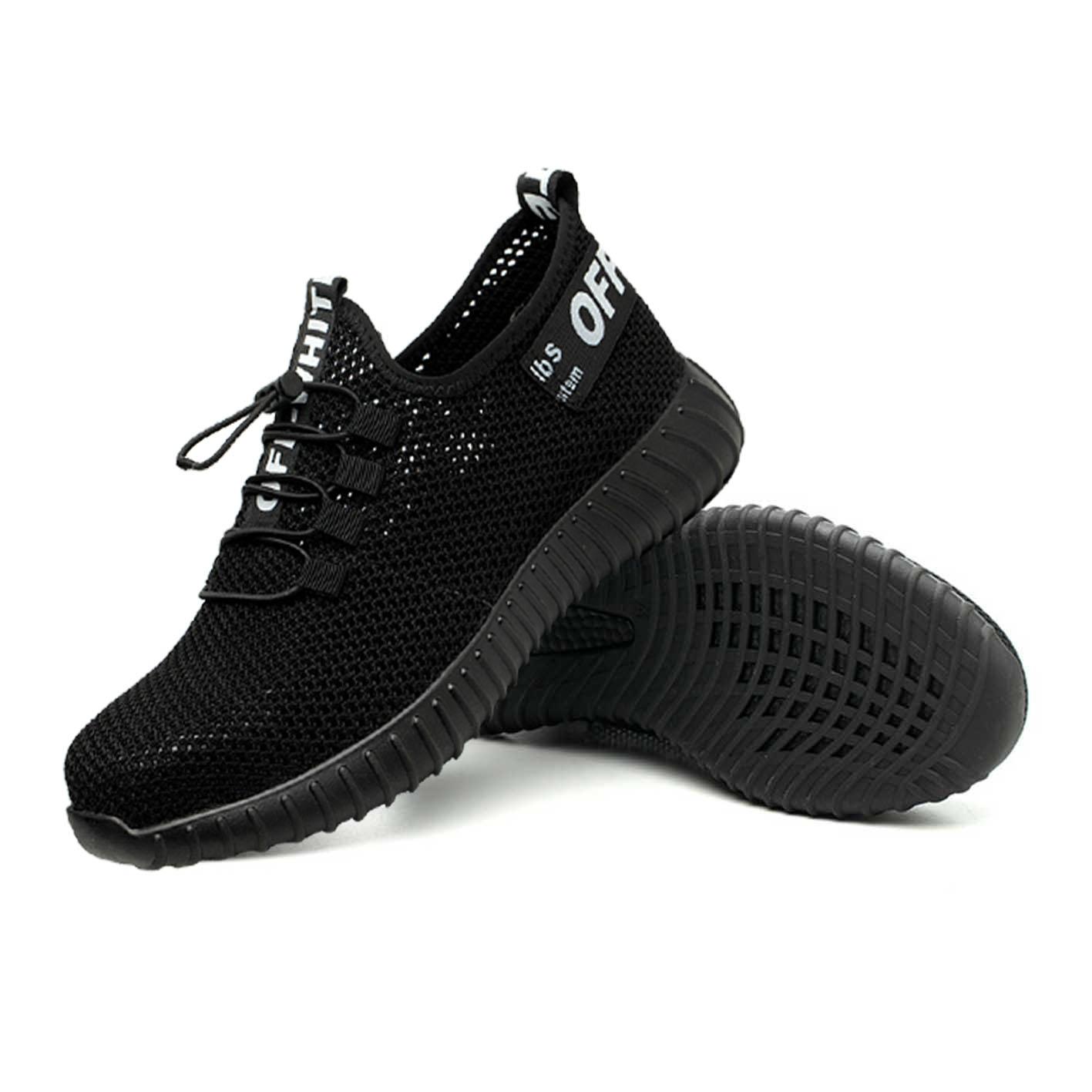 Herrenmode Stahlkappenschuhe Kevlarfaser Sicherheitsschuhe Atmungsaktive Anti-Smashing Anti-Piercing-Arbeitsschuhe für Männer 36 schwarz