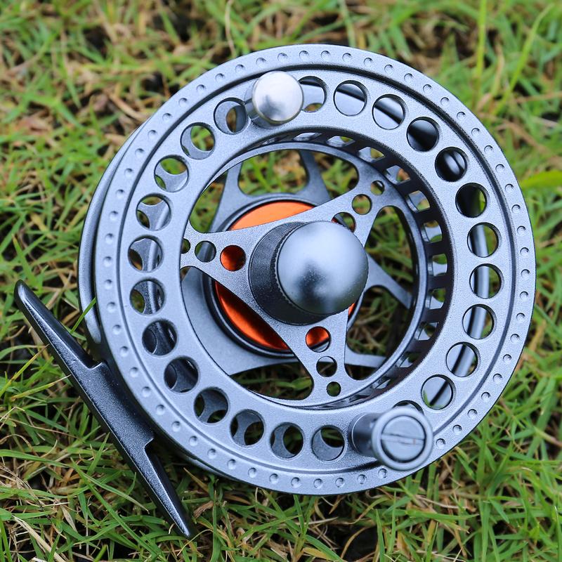 Fliegenfischerrolle Aluminiumspule Ultraleichter Links-Rechts-Rückholschalter 360° drehbarer Griff silber