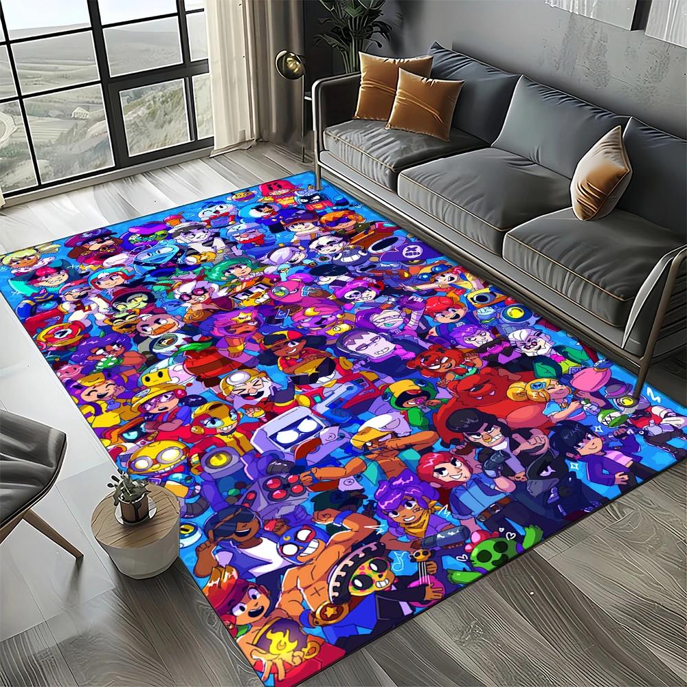 HEISS B-Brawlls Cartoon Spiel 3D Druck Teppich für Wohnzimmer Schlafzimmer Heimdekoration, Kinder Spiel Rutschfest für Sofa Fußmatte 40x60cm( 15x23in )