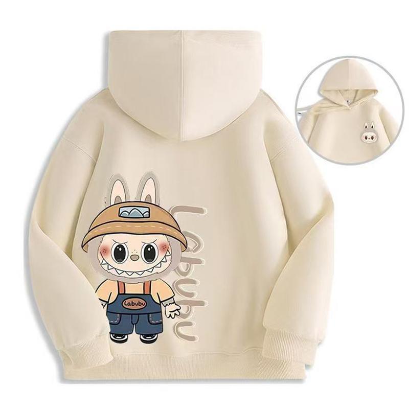 LABUBU Hoodie Kinderkleidung Mode Jungenkleidung Frühling Herbst Sweatshirt Kinderoberteile 140 beige