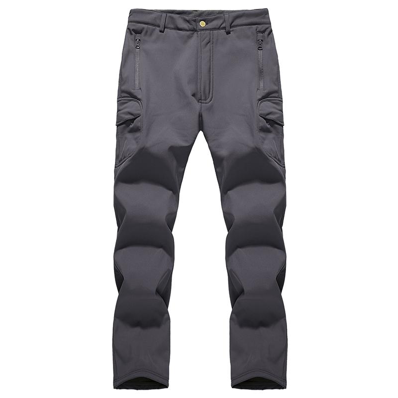 Herren Softshellhose, wasserdicht, Militär-Camouflage-Hose, warm, winddicht, Fleece, Kampf-Taktikhose, Winter-Outdoor-Wanderkleidung, Angeln, Jagd L graue