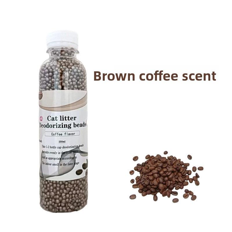 Katzenstreu Deodorisierende Perlen Flasche Katzenstreu Begleiter Aktivkohle Deodorisierende Perlen Katzenstreu Becken Deodorisierende Perlen für Katzen Coffee flavor -250ml