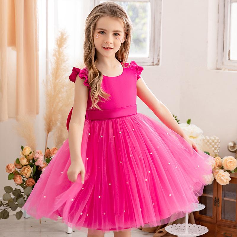 Kinderkleider für Mädchen Kleidung Kinderkleidung Fee Prinzessin Mädchenkleid Tanzkleidung Bühne Party Spitze Cosplay Kostüme 120 rose rot