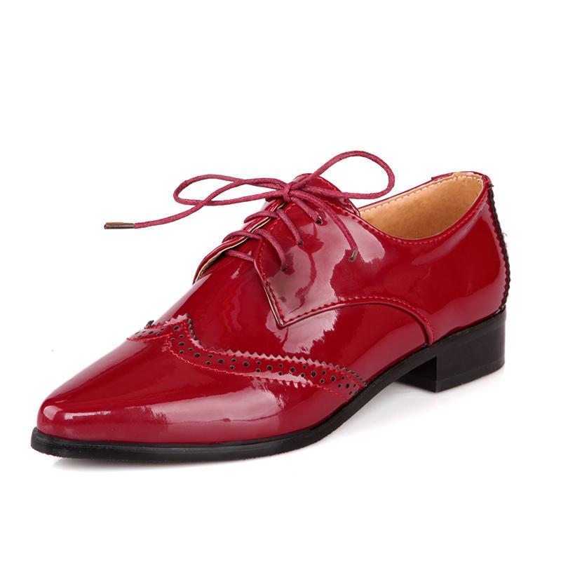 Damen Slipper Flache Schuhe Lässige PU Leder Oxford Schuhe Für Damen Schnürschuhe Flache Schuhe Weiblich Bequem Frühling Herbst Designer 39 rot