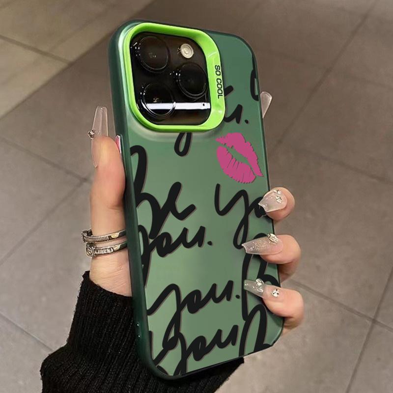 16 Hüllen Personalisierte Englische Schrift Lippen Handyhülle Für iPhone 16E 15 14 13 12 11 Pro Max XS XR X 7 8Plus SE Hülle For iPhone 16 Pro meer-farbe