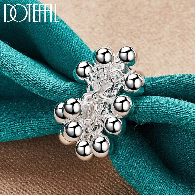 925 Sterling Silber Traubenperlenring Modeschmuck 8#