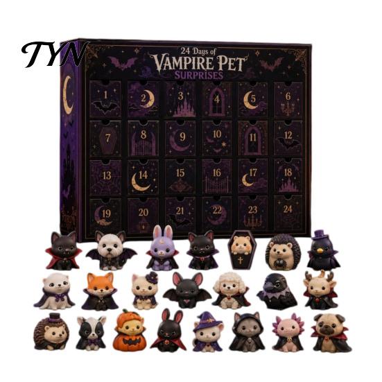 Vampir Fee Spielzeug Halloween Adventskalender 2026, 24 Tage Countdown mit Mini-Figuren, Feiertags-Heimdekoration Sammler-Spielzeugset für Kinder Erwachsene, Party