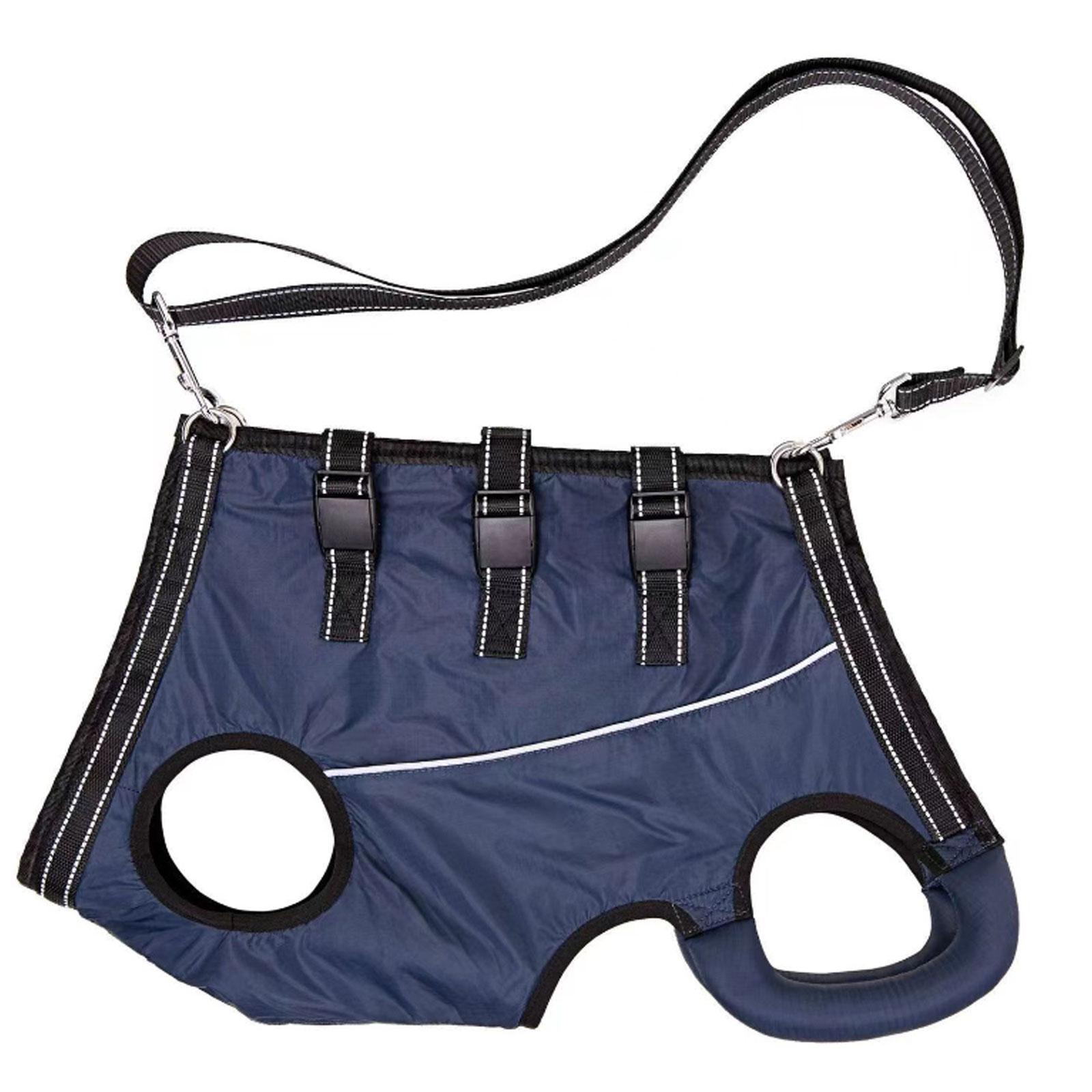 Verstellbares Hebegeschirr für Hunde, Körperstützgeschirr für das Spazierengehen von Haustieren, für mittelgroße und große Hunde, Reisestützgerät für behinderte Hunde M dunkelblaue