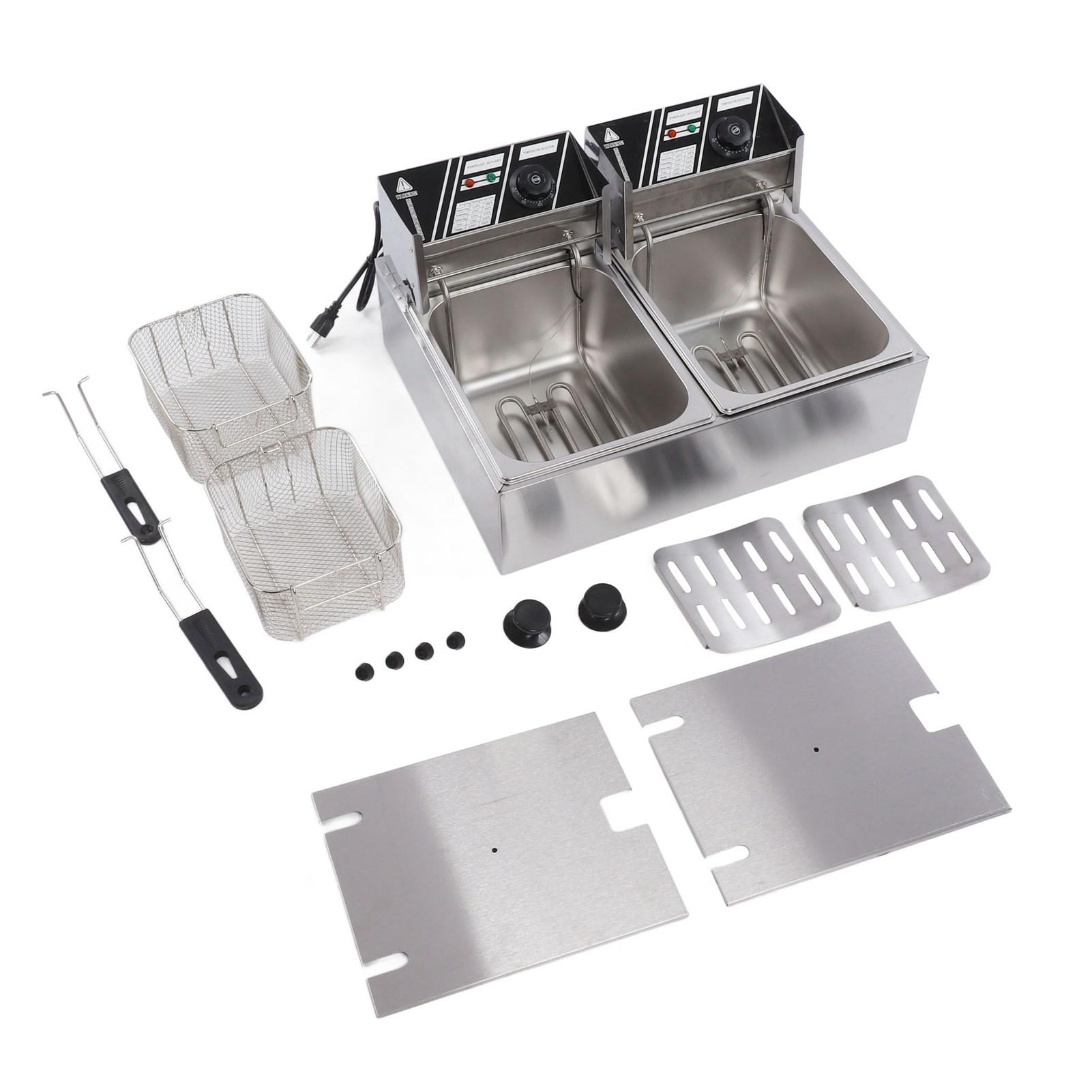 6L kommerzielle elektrische Fritteuse einstellbare Temperatur Dual Tank elektrische Friteuse US-Stecker 110V