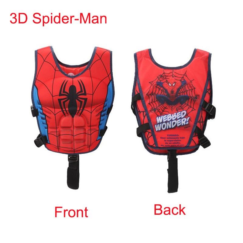 Helle Farbe Superheldenmuster Kinder Schwimmweste Mit Verstellbarer Taille Zum Sicheren Schwimmen 3D Spider-Man,Large