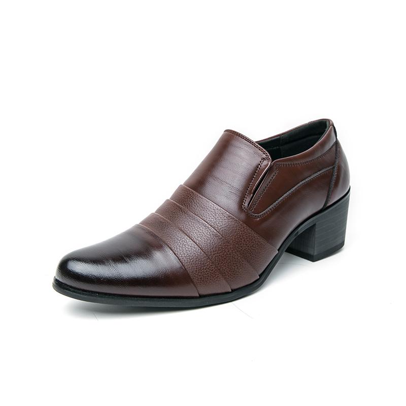 Mode Heißverkauf Herren Leder High Heels Europa Amerika Spitz High-End Bankett Kleiderschuhe Business Herren Arbeitsschuhe Vielseitig 42 braun
