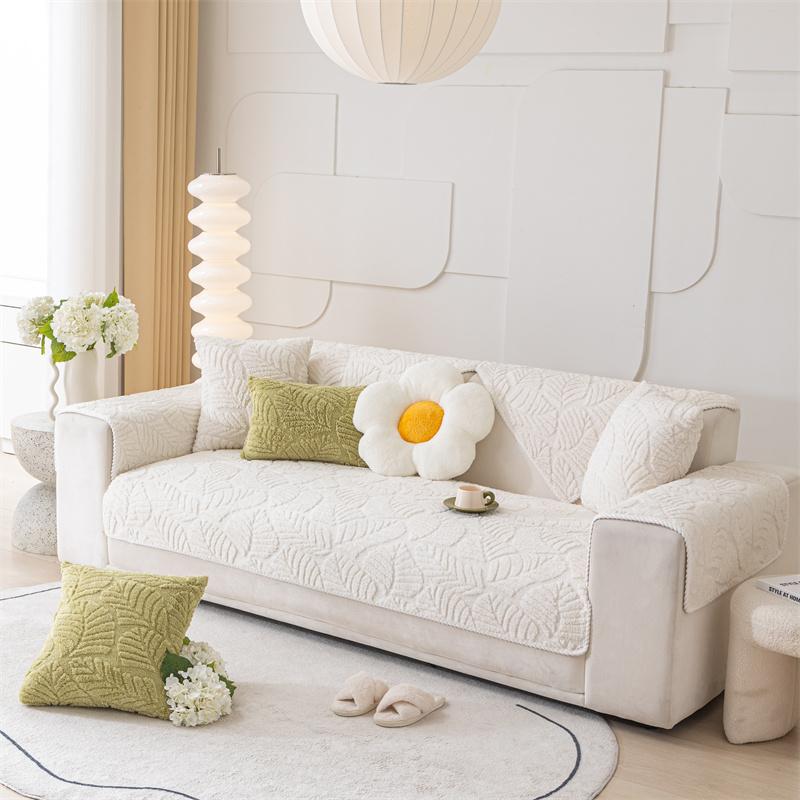 Nordic Sofa Kissen rutschfeste Sofa Handtuch L-förmige Sofa Schutzhülle Sofa Abdeckung Plüsch Couch Abdeckung 45x45cm pillowcase beige