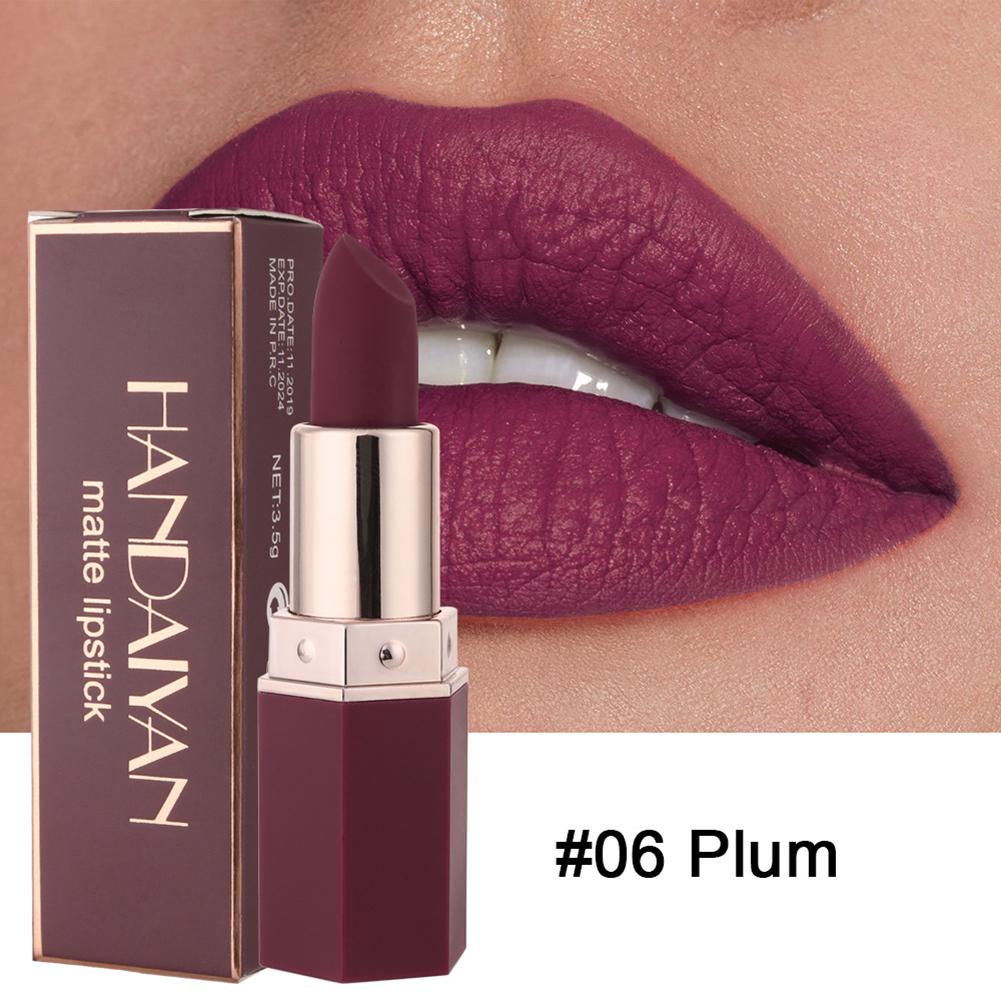 6-farbiger, matter, wasserfester, samtiger Lippenstift, sexy, matter, feuchtigkeitsspendender Lippenstift, langlebig, professionell #06Plum
