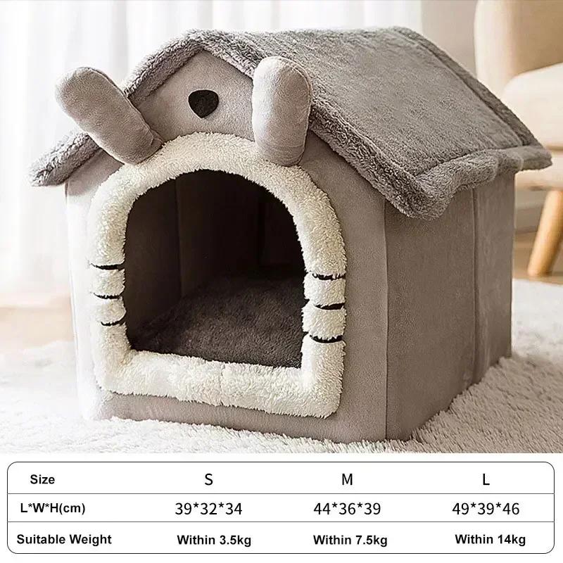 Faltbare Hundehütte, Zwinger-Bettmatte für kleine mittelgroße Hunde, Katzen, Winter, warmes Katzenbett, Nest, Haustierprodukte, Korb, Haustiere, Welpen, Höhle, Sofa S within 3.5kg pet black