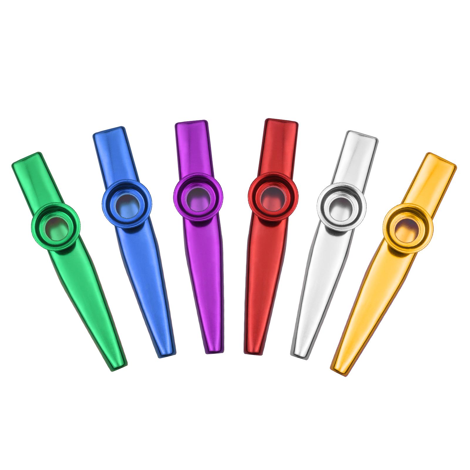 Muslady 6-teiliges Kazoo-Musikinstrument aus Aluminiumlegierung für Kinder und Erwachsene, Anfänger 6 Pack bunt