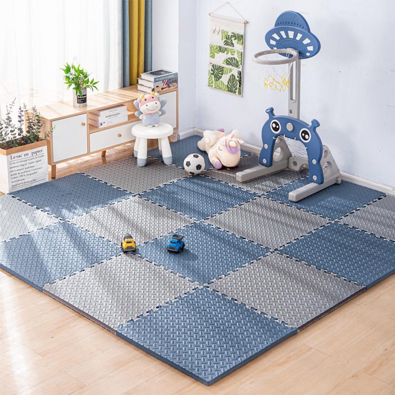 Puzzlematte für Kinder, Fliesen, Schaumstoff, Baby-Spielmatte, Kinderteppich, Matte für Heimtrainingsgeräte, Bodenpolsterung für Kinder 8PCS grau/blau