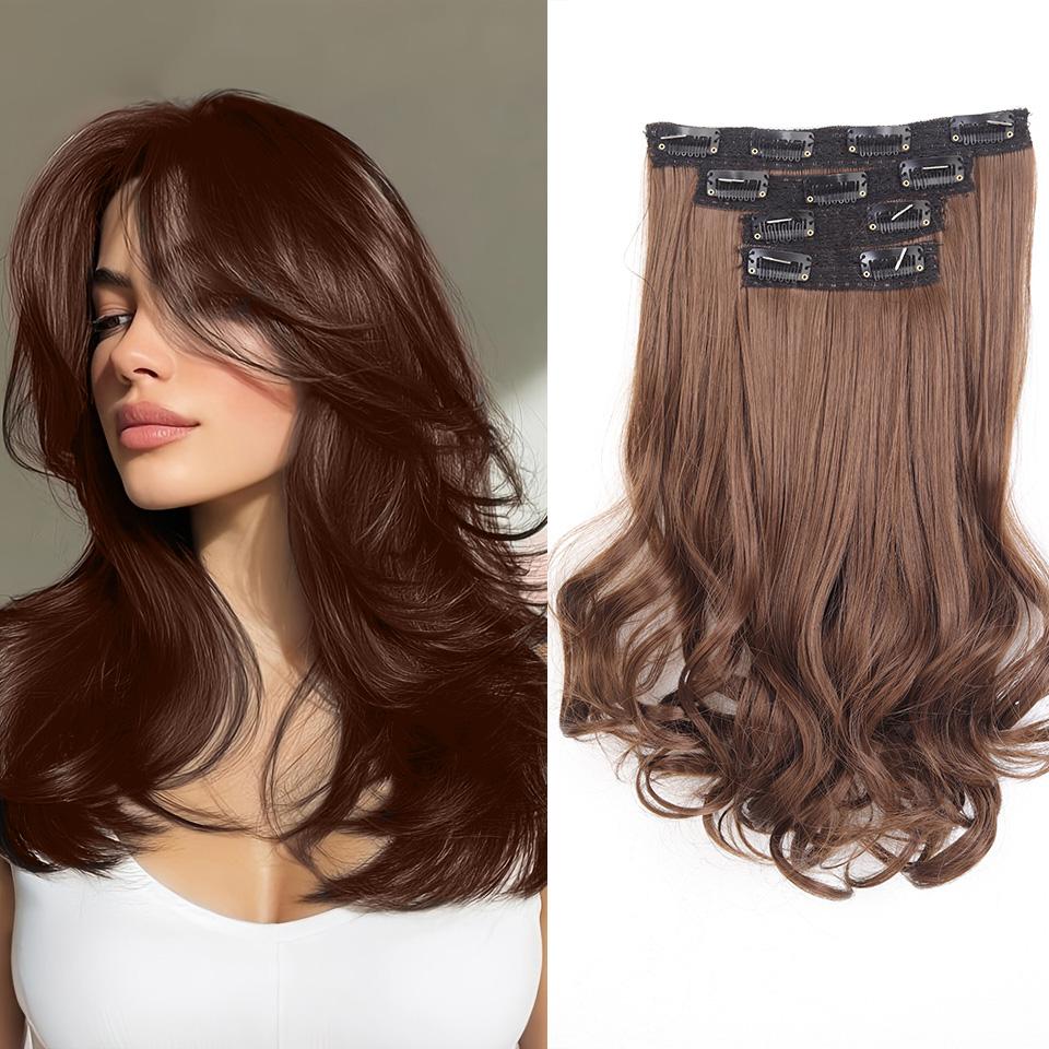 4 Stück Clip-In Haarverlängerungen Unsichtbar Dick Synthetisches Haar Clip-Extensions für Frauen Weich und Einfache Installation Haarteil Clip 35CM black