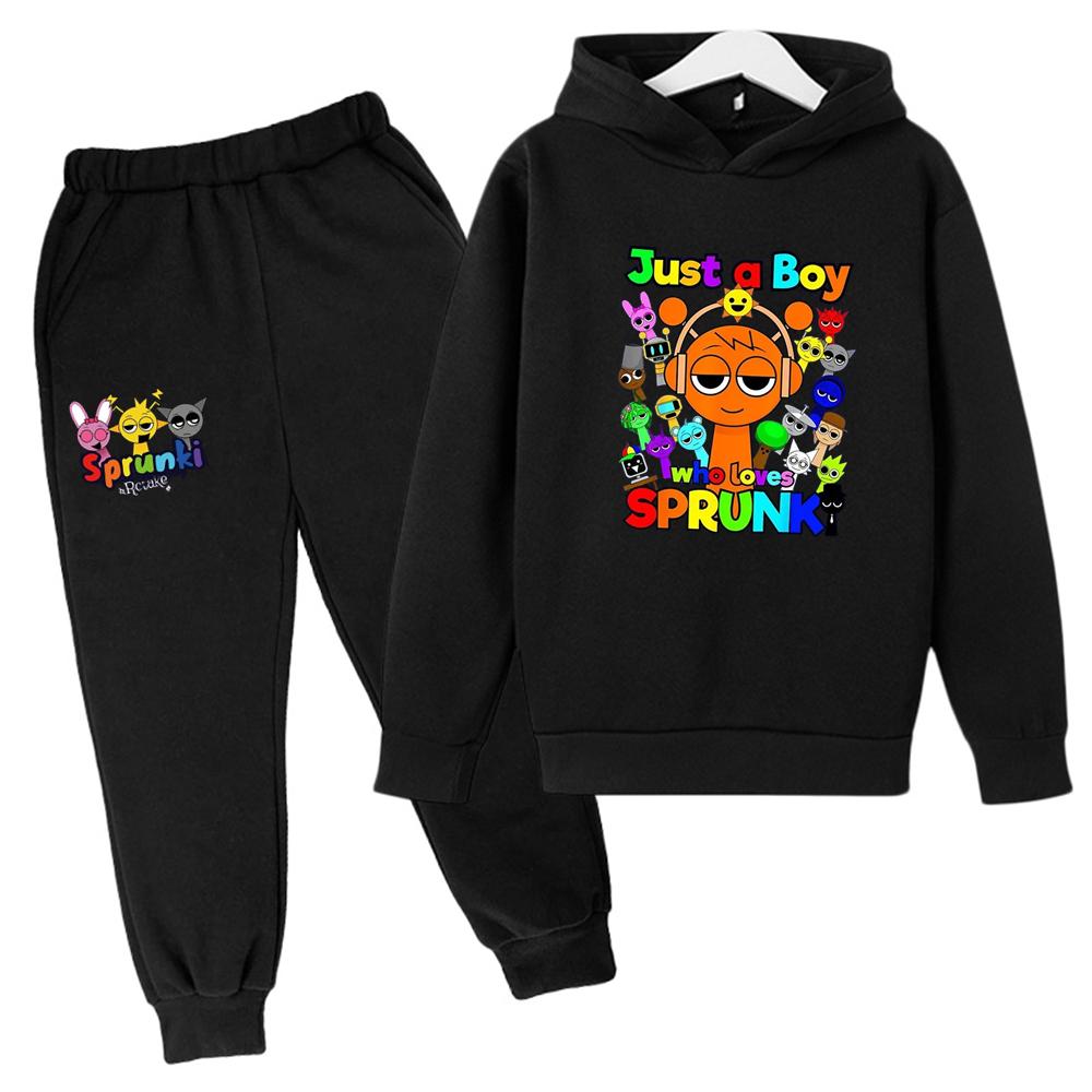 Sprunki Kinderkleidung Hoodie+Hose Junge Mädchen Incredibox Anime Figuren Sweatshirt Frühling Herbst Pullover für Kinder Sets 110