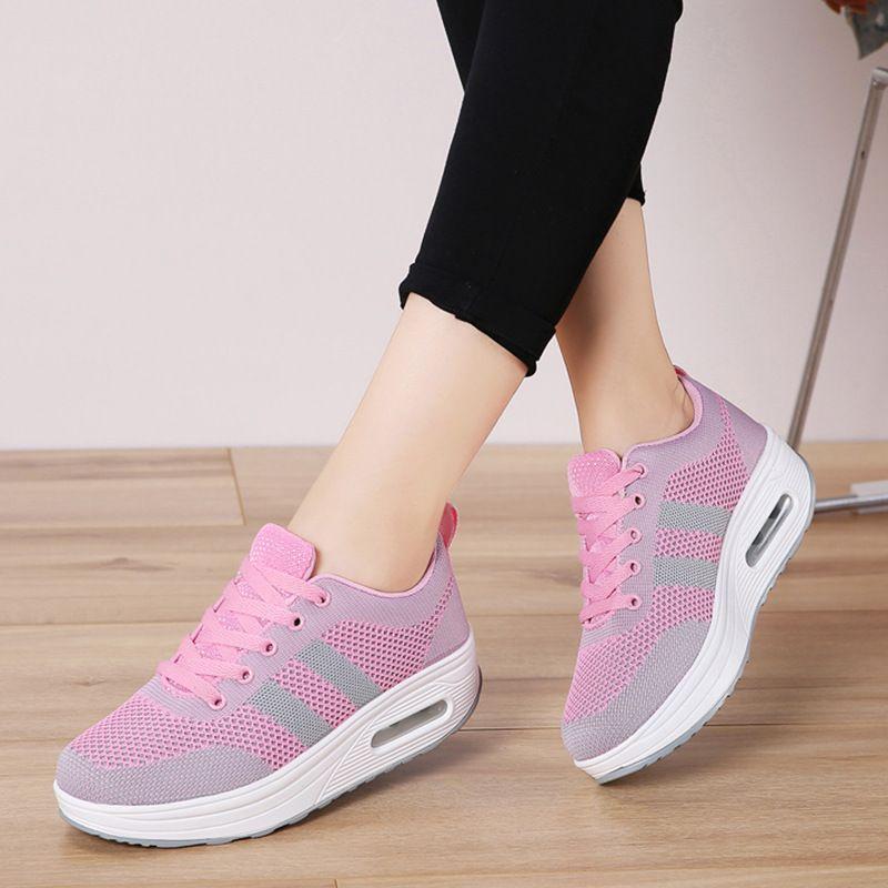 Neue Sportliche Atmungsaktive Schaukel-Schuhe für Damen Plateau-Schuhe Damen Plateau Höhenerhöhende Schuhe Muffin 40