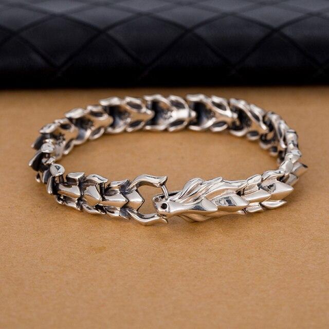 S925 Sterling Silber Schmuck Dominierenden Wasserhahn Kiel Männer Armband Dominierenden Retro Thai Silber Armband 19cm silber