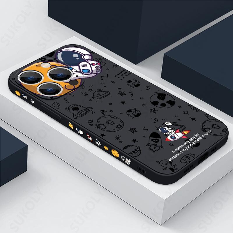 Hülle mit Cartoon-Astronauten-Muster für iPhone 16 15 14 Pro Max 11 12, stoßfeste Silikon-Softphone-Abdeckung für iPhone 13 14 15 16 Pro For iPhone 13 Pro