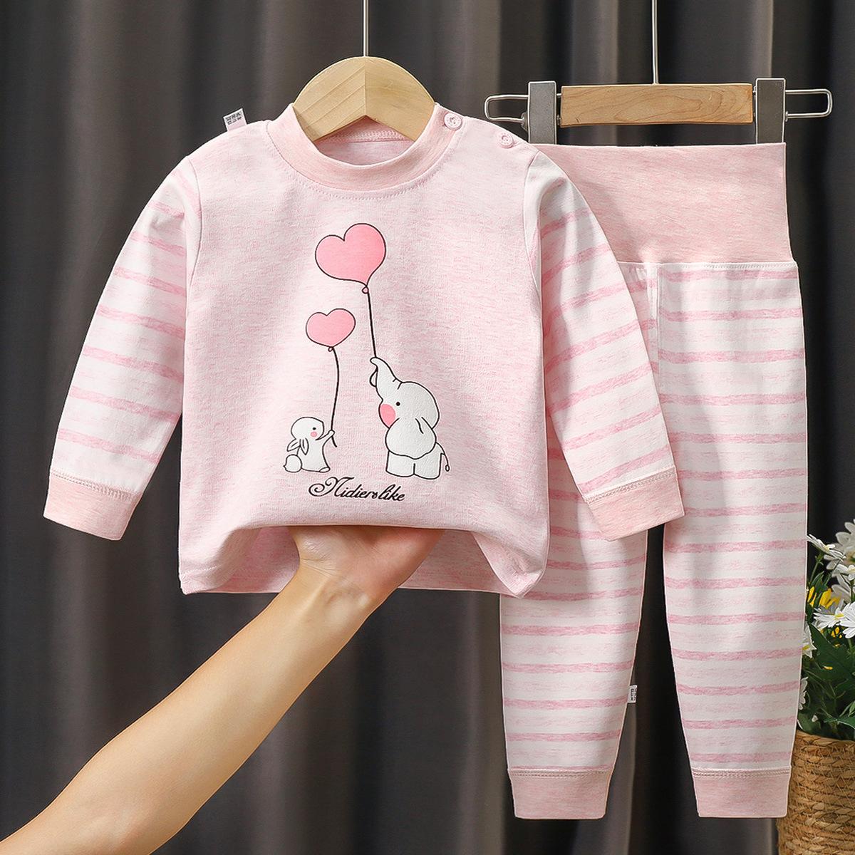 Kinderunterwäsche-Set, Farbe, Baumwolle, hohe Taille, Bauchschutz, Schlafanzug, Babykleidung, 0-6 Jahre alt 100cm